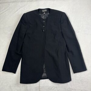 VTG Angelica Black Button Up Long Sleeve Jacket Women's Size 8 Polyester